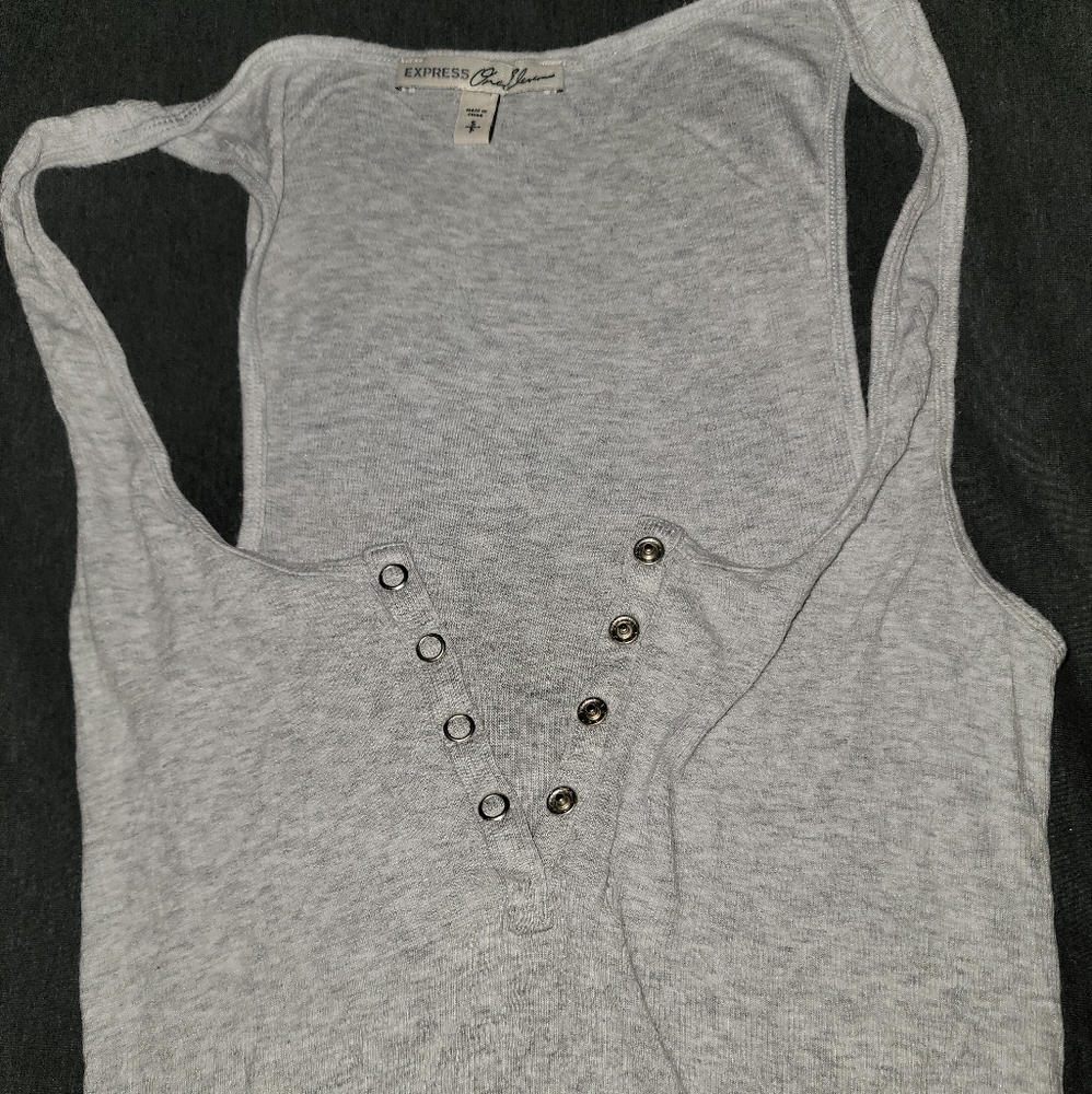 Express Button Up Tank Top - Small - Gray - Picture 3 of 4